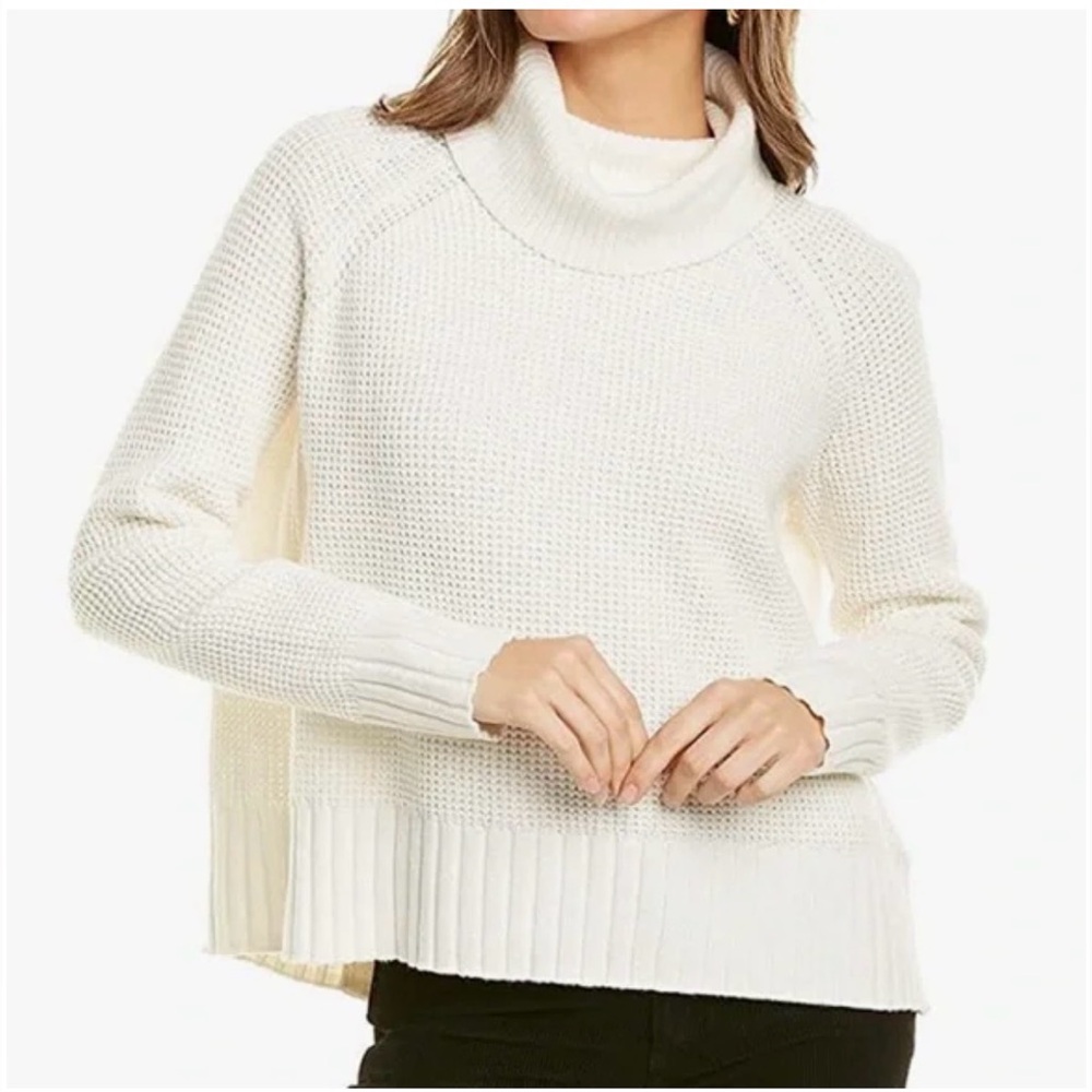 Madewell Cream Turtleneck Waffle Knit Sweater Cotton Merino‎ Wool Size S